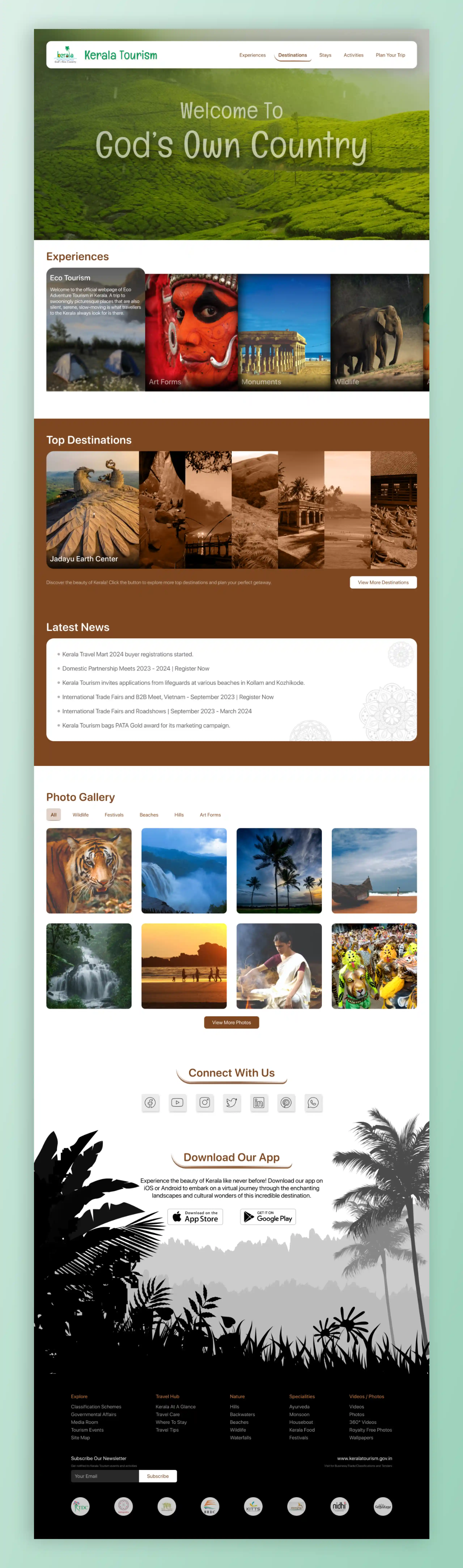 Kerala Tourism website - redesigned image 2