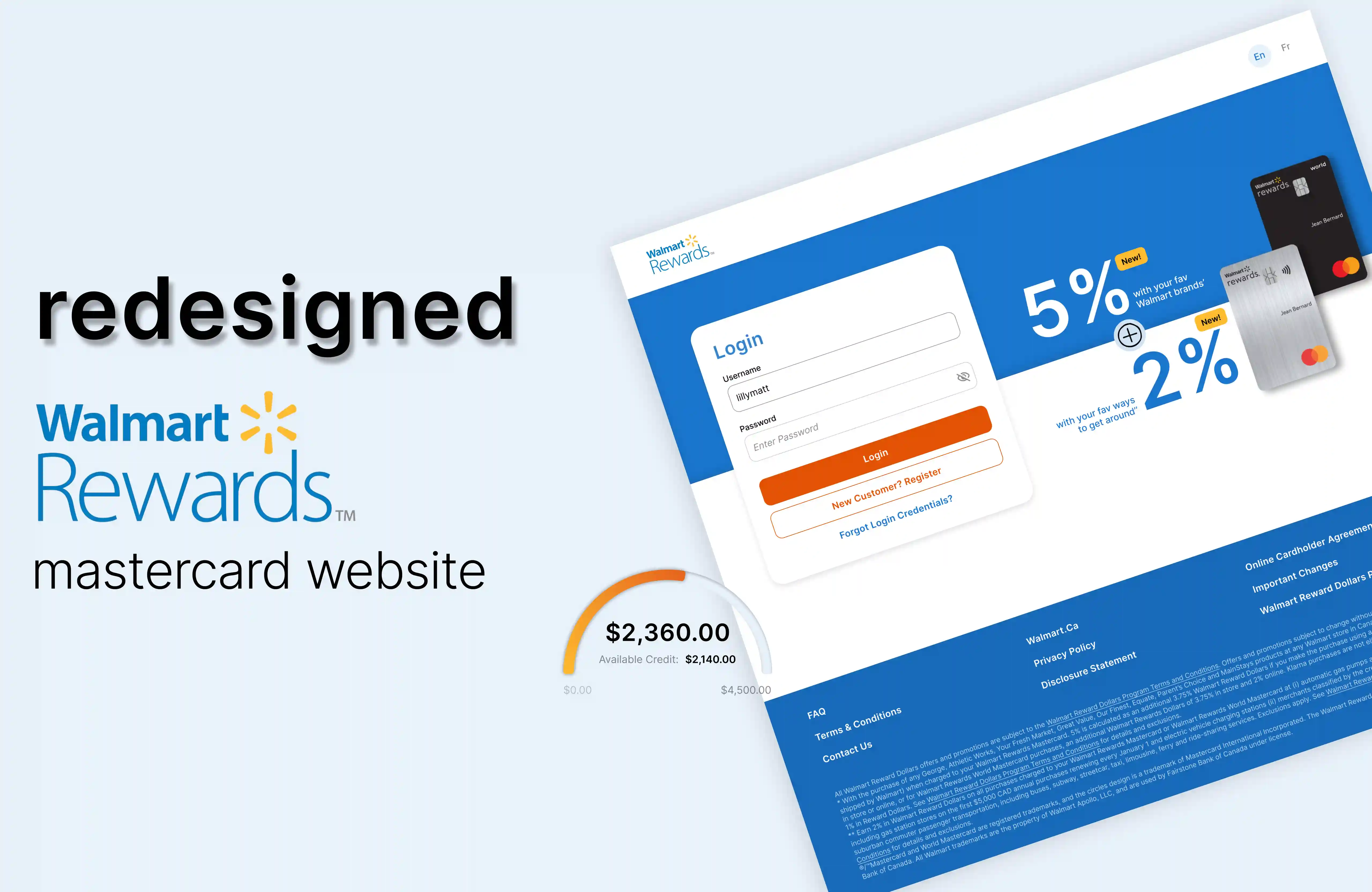 Walmart Rewards Mastercard website - redesigned image 1